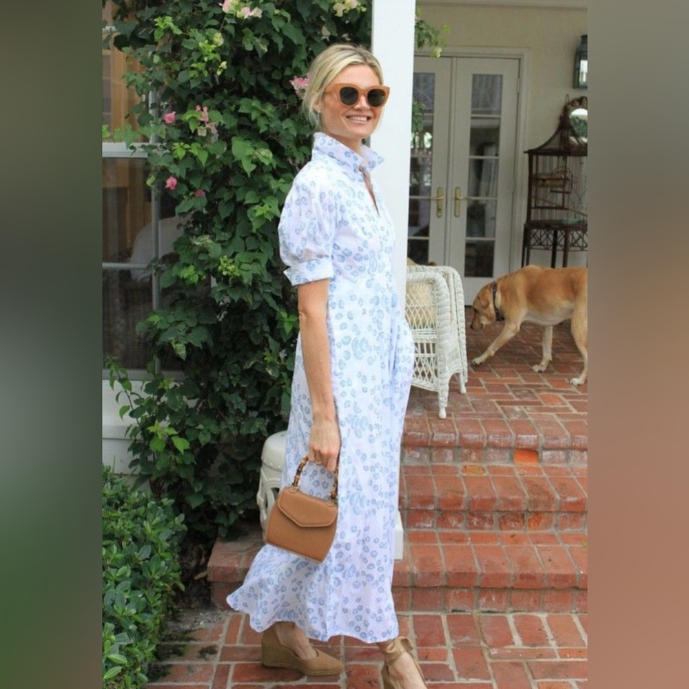 NWOT India Amory Short Sleeve Shirtdress in Robin’s Egg Tulip